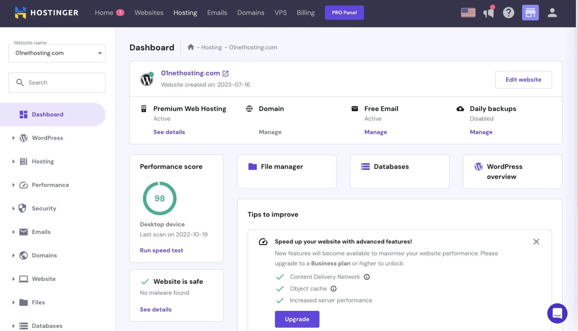 Hosting-Dashboard