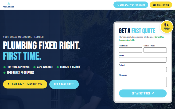 Best Plumb Website Screenshot